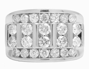 Customized Rhodium Plated <b>Sterling</b> <b>Silver</b> Round Cut Moissanite VVS1-VVS2 Clarity Prong <b>Set</b> Engagement Wedding Party Men's <b>Ring</b> - Product Image 5