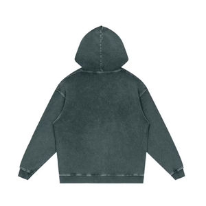 เสื้อฮู้ดดี้ผู้ชายทรงหลวมสำหรับฤดูหนาว ดีไซน์คุณภาพสูง พิมพ์ลายดิจิตอลแบบ Acid Wash พร้อมซับในและกระดุม  ออกแบบเองได้ - Product Image 2