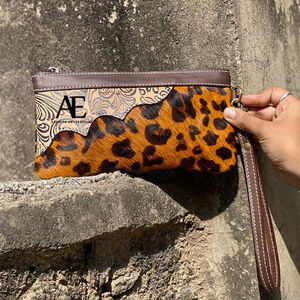 Cartera de mano de cuero con herramientas para mujer, monedero con pelo, elegante, de cuero - Product Image 1