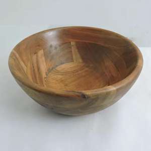 Hot Sale Mango/Acacia Wood Natural Round <b>Salad</b> <b>Bowl</b> Wood Over Enamel Paint Wooden <b>Salad</b> <b>Bowl</b> with <b>Server</b> Set - Product Image 2