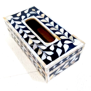 Caja de pañuelos de cuero y madera con incrustaciones de hueso de estilo moderno de alta calidad Popular para uso doméstico en la cocina del coche del hotel - Product Image 1