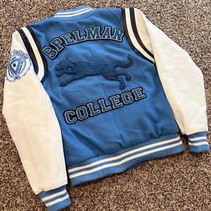 Woolen Leather Sleeve Appliques Patchwork Varsity Men's Jacket Chenille Embroidery <b>Badge</b> Letterman Baseball Jacket Custom - Product Image 2