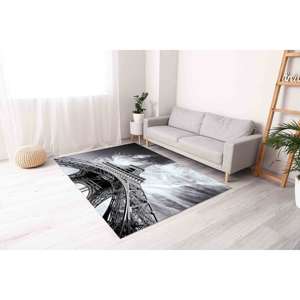 Tapis imprimé Tour Eiffel Paris - Tapis antidérapant noir et blanc, tapis en chenille - Product Image 4