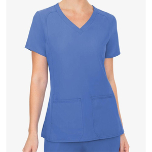 OEM Haute exigé double poche col en V gommage haut médical hôpital uniforme haut fabricant hommes femmes médical hôpital gommage - Product Image 1