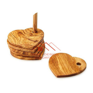 Juego de 6 posavasos de madera hechos a mano con diseño en forma de corazón para la decoración del hogar y el hotel precio al por mayor esteras y almohadillas - Product Image 1