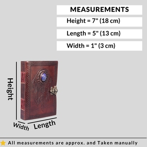 Journal en cuir fait main avec reliure spirale A3, style imprimé avec pierre lapis-lazuli et serrure antique, pages non lignées, écriture, cadeau - Product Image 5