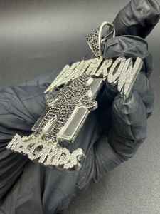 Pendentif personnalisé en moissanite noir et blanc avec logo et lettre, style hip-hop, en argent 925, bijoux fins, pendentifs et breloques - Product Image 3