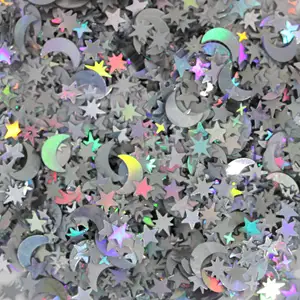 Holographic Star And Moon Table Confetti Iridescent Metallic Glitter Foil Confetti For Birthday Wedding Party DIY Decorations