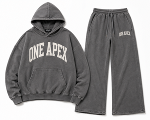Men's <b>Washed</b> Charcoal <b>Grey</b> <b>Acid</b> <b>Washed</b> Regular Fit Heavyweight Cotton Hoodie Sweatpants <b>Tracksuit</b> Set Quick Dry Breathable - Product Image 3