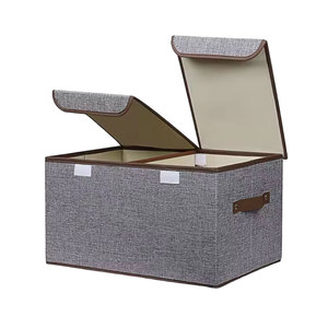 Boîtes de rangement en tissu épais respirant sacs en tissu pliable Cube de rangement panier organisateur avec couvercle et poignées rabattables - Product Image 6