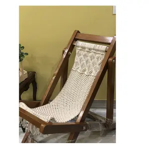Le sedie in macramè fatte a mano di alta qualità di vendita calde piegano la sedia da esterno in cotone 100% dall'india