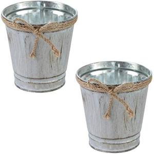 Vase à fleurs rustique en métal galvanisé, design moderne fait à la main, décoration de mariage de style fermier, centre de table - Product Image 4