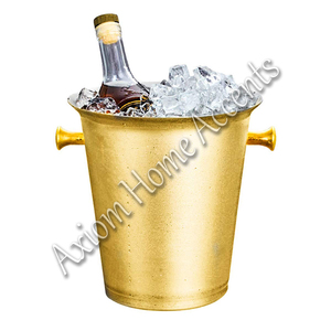 SEAU À GLACE EN ACIER INOXYDABLE POLI FABRIQUÉ À LA MAIN AVEC POIGNÉE À BILLE POUR BAR ET UTILISATION À DOMICILE PAR AXIOM HOME ACCENTS - Product Image 5