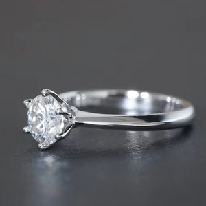 Anillo de compromiso de piedras preciosas de moissanita Original de Plata de Ley 925, joyería fina de corte redondo personalizable - Product Image 3
