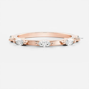 Alliance Art Déco Marquise Moissanite Bague Demi Eternité 0.5 Carat avec Accents Flottants Bijoux de Cadeau Empilables - Product Image 5