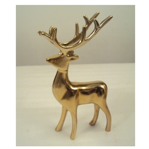 Ornement de Noël de renne assis en laiton doré pour la maison, le salon, le festival de noël, le dessus de table, l'objet décoratif - Product Image 3