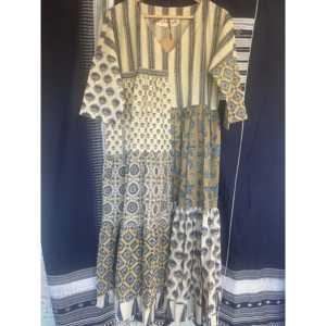 Vestido AJRAKH STONE S con Diseño Personalizado y Estampado a Mano, Estilo Gótico Elegante para Mujer de Oficina, Transpirable, Estilo Boho, Talla 5XL, ODM - Product Image 1