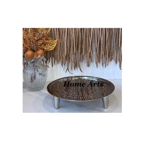 Set of 3 Stainless Steel Food Serving <b>Tray</b> Classic Design Round Shape <b>Snacks</b> Dates <b>Tray</b> For Best Selling - Product Image 5