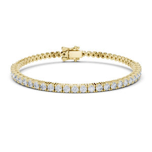 14K Yellow Gold Round Lab-Grown Diamond Bridal <b>Bracelet</b> for Women Luxury Certified Wedding Anniversary Gift Elegant - Product Image 1