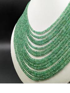 Collier ras du cou en perles rondes facettées émeraude AAA+ de haute qualité à 14 couches, perles d'émeraude zambienne fines, plaqué platine, mariage - Product Image 5