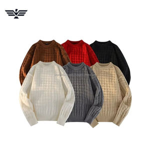 Lo último en suéter de cuello redondo de algodón 100% de calidad superior para hombre, suéter de invierno antiarrugas, anticontracción, antibolitas, personalizado - Product Image 4