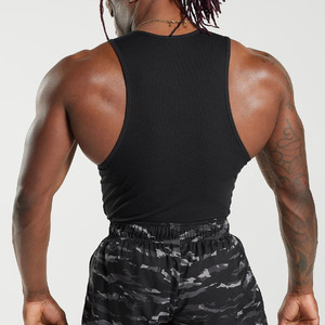 Camiseta sin mangas de gimnasio acanalada negra Elite, chaleco de ajuste muscular diseñado para ropa de culturismo y ropa deportiva alta, camiseta sin mangas Premium para hombre - Product Image 2
