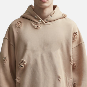 Customizable Distressed Wash <b>Men's</b> Oversized Pullover Long Sleeve Distressed <b>Hoodies</b> In Low Price - Product Image 6
