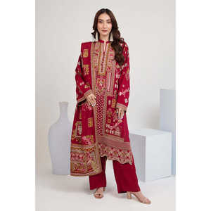 Costume en satin de soie brute brodé 3 pièces avec dupatta SP-52058 - Product Image 4