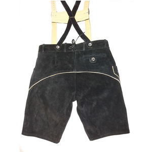 Homme XS Noir Allemand Trachten Bavarois Oktoberfest Style Décontracté Cuir Daim Vache Lederhose Mi 1.1mm Embossé Longueur Genou - Product Image 2