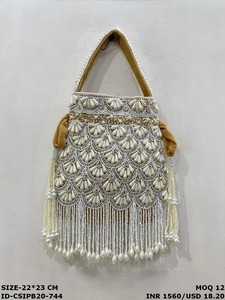 Fashionable Hanging Pearly Potli <b>Bag</b>-Craftstages International Multi Color <b>Drawstring</b> Closure - Product Image 3