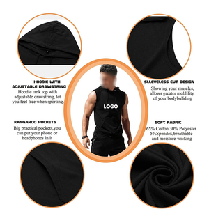 Men <b>Sleeveless</b> <b>Hoodies</b> Hip Hop Street Wear Casual Fashion Hooded Collar Autumn Winter Wear <b>Sleeveless</b> <b>Hoodies</b> - Product Image 5