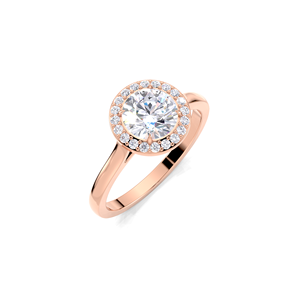 Anillo Halo con Diamante Solitario Redondo Cultivado en Laboratorio, Certificado por IGI, en Oro Amarillo/Blanco y Rosa de 14K - Product Image 3