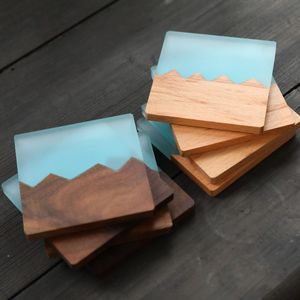 Posavasos de resina y madera a prueba de arañazos con acabado liso para decoración de mesa americana, alfombrilla ligera para bebidas para mesa de comedor y Escritorio de oficina - Product Image 1