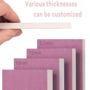 Plaques de plâtre modernes en carton-ciment, épaisseurs 9mm/9,5mm/12mm/15mm, 4x8 pieds, ignifuges, pour hôtels et commerces - Product Image 3