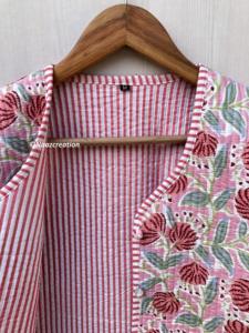 Chaquetas acolchadas florales naranjas, chaqueta de algodón con estampado floral estilo bohemio para otoño e invierno, abrigo estilo streetwear, chaqueta acolchada reversible estilo boho. - Product Image 5