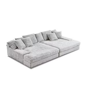 Sofá Seccional Moderno de Pana Afelpada Comprimido al Vacío para Sala de Estar y Dormitorio, Sofá Cama Reclinable Perezoso, Muebles Empacados en Caja - Product Image 4