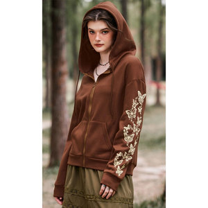 Sudadera con Capucha de Invierno para Mujer, Diseño Nuevo, Talla Grande, Manga Larga, Informal, con Cremallera Completa, Secado Rápido, 100% Algodón, a la Moda - Product Image 1