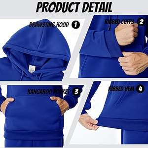 Sudaderas con capucha informales de invierno para hombre, forro de punto, Color sólido, 100% algodón, ajuste Regular, secado rápido y transpirable, alta calidad - Product Image 6