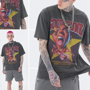 2025 Custom High Quality 100% Cotton Plain Streetwear Vintage <b>T</b>-<b>Shirt</b> Breathable <b>Black</b> Wholesale - Product Image 2
