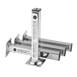 Patas de Muebles Cromadas ELEMENT SYSTEM de 25 x 25 mm, 200 mm de Altura, con Placa Atornillable, Juego de 4 Piezas para Mesas - Product Image 3