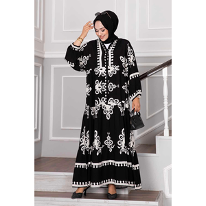 Robe Hijab en Viscose à Motifs Rivière Noir - Product Image 4