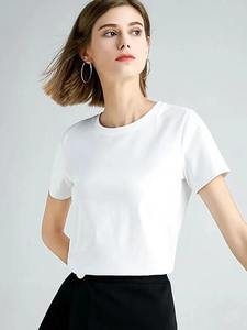 T-shirts pour femmes de la meilleure qualité 100% coton respirant Streetwear pour l'été - Design personnalisé avec des couleurs unies et une décoration de logo - Product Image 3