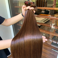 Rambut mentah Vietnam tren panas kualitas tinggi dalam ekstensi rambut warna coklat harga grosir