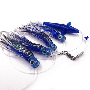 Vente en gros OEM 5 pouces oiseau de mer en plastique dur <span class=keywords><strong>et</strong></span> 6 pouces doux tête plate eau salée péage leurre de pêche teaser Daisy Chains attirail - Product Image 2