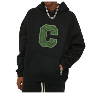 220 GSM 100% poliéster sudaderas con capucha para hombre logotipo personalizado bordado en relieve de alta calidad estilo suelto Casual de talla grande para hombre - Product Image 4