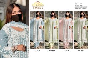 Georgette de renard lourd pakistanais de créateur indien de luxe avec séquence de broderie et travail ennuyeux avec Khatli travail pour la vente à l'exportation - Product Image 6