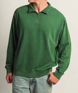 Luxe 500gsm coton demi fermeture éclair sweat poids lourd hommes pull Streetwear sweat impression personnalisée en gros - Product Image 2