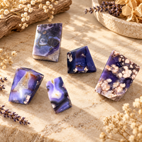 Pierre de cristal polie naturelle en agate bleue cerisier de 4 à 6 cm, forme libre, pour la décoration intérieure, la collection et les cadeaux