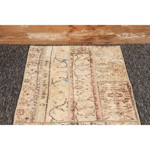 พรมวินเทจสไตล์ตุรกี ขนาด 1.8x6.6 ฟุต พรมขนาดเล็ก สีเบจลายเรขาคณิตสีรุ้ง พร้อมลวดลายดอกไม้ - Product Image 2