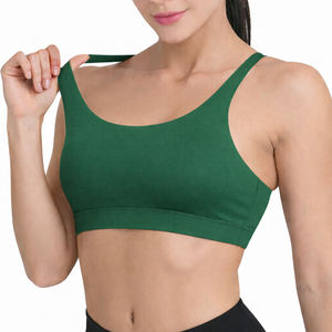 Soutien-gorge de sport personnalisé 2026 pour femme, bleu marine, à larges bretelles, avec maintien extensible, logo frontal, séchage rapide, respirant, pour le yoga et les activités sportives - Product Image 3
